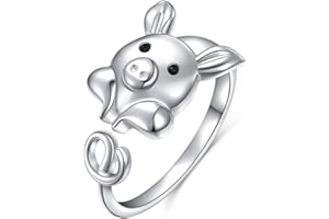 FLYOW (Gesundheit und Langlebigkeit) Hypoallergen Schildkröte/Frosch Tier Ring 925 Sterling Silber Schmuck Einstellbare Größe für Damen Frauen Jugendliche Mädchen