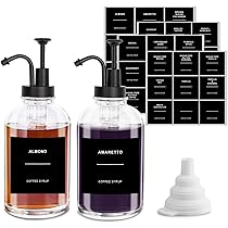 Set Dispenser Sciroppo Caffè In Vetro - 2 Bottiglie Da 500 Ml Con Etichette E Imbuto - Foto 10