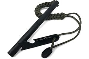 Ember Rock XXL Firesteel Fire Starter - Huge Survival Ferrocerium Rod 152mm x 12.7mm - Paracord Lanyard with Multi Tool Scraper