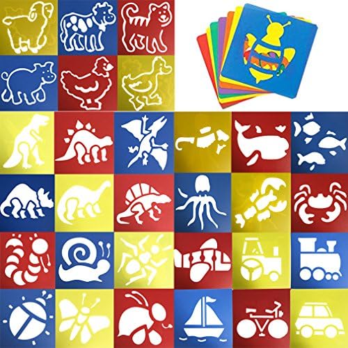 JT-Amigo 30pcs Set Themed Stencil Drawing Templates for Kids Crafts School Projects