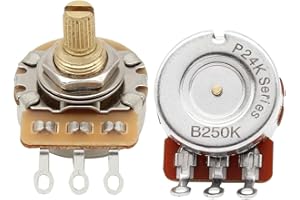 IKN FLEOR Potenziometri di controllo con albero corto in ottone B250K Potenziometri conici lineari 24 scanalature albero diviso D3/8" per tono di controllo del volume chitarra elettrica, confezione da 2