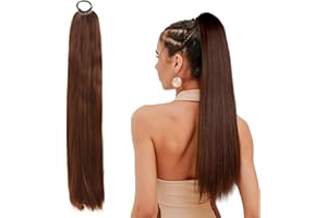 YAYNO 1 extension de cheveux en queue de cheval - Longue et lisse - Pour femme et fille - Utilisation quotidienne - 60 cm (marron)