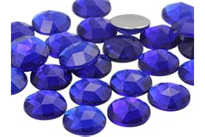ALLSTARCO 13mm Flat Back Round Acrylic Rhinestones Plastic Gems for Jewelry Making Costume Jewels Cosplay Embelishments - 50 Pieces (Blue Dark Sapphire .NAB01)