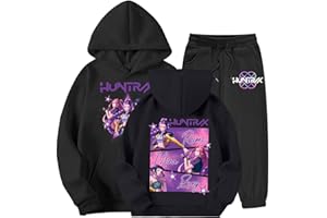 GENERIC Kpop Hunters Survêtement Fille Ensemble 2 Pièces Enfants Unisexe Vintage Y2K Hoodie Pantalon et Haut Sweats à Capuche Jogging Vêtements Imprimés Huntri/X Sportswear