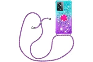 YAMCCCSE Funda de movil con Cuerda para Colgar OPPO A77 5G / OPPO A57 4G / OPPO A57S 4G -Case con Correa Colgante/Brillante Arena movediza Carcasa TPU Phone Necklace con Banda con Cordon para Llevar