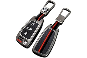 Happyit Etui na kluczyki samochodowe ze stopu cynku do Audi Sline A3 A4 A5 A6 C5 C6 B6 B7 B8 Q3 3 przyciski, klucze FOB, breloki, akcesoria, 360°, wodoodporne, z fluorescencją (kolor matowy)