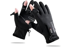 NewDoar Guantes de invierno Guantes de pesca para hombres y mujeres 2 dedos cortados flexibles Ideal para fotografía Pesca con mosca Pesca en hielo Correr Pantalla táctil Senderismo Ciclismo