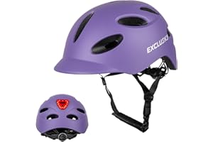 Exclusky Casco Bici Uomo Donna Casco da Bicicletta MTB Casco Monopattino Elettrico Adulti con Luce di LED Visiera Caschi Bici da Corsa per Urbano 54-62CM (M/L)
