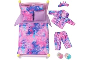 ZITA ELEMENT 18 Inch Doll Clothes Sleeping Bag Set Include Sleep Pillow, Pajamas, Pillows, Eyeshade, Sheet & Shoes for 18inch Girl Doll and Our Generation Doll - Best Gifts (Doll&Bed Is Not Included)