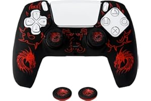 HLRAO White Glitter Protective Silicone Cover Skin, Glow in The Dark Silicone Skins für PS5/Slim/Pro Controller, 8 PCS Glitter Thumb Grips Caps und 2 Paw Grips Caps.