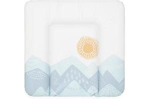 Bonky® Matelas à Langer Bebe souple 72x75 cm - Matelas à langer epais lavable - pour garçons et filles - Certifié Öko-Tex - Imperméable - les montagnes - 75x72 cm