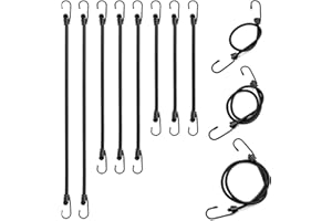 FYting 8 Piezas Pulpos Elasticos(3*50cm+ 3*80cm+ 2*100cm),Gomas Elasticas con Gancho de Goma de TensióN Ajustable, Resistente y Duradero, Para Tiendas de CampañA, Motocicletas y Bicicletas(Negro)