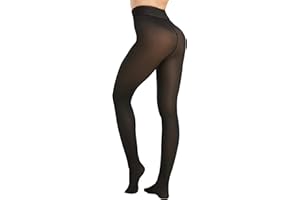 Viozocy Collants Chauds Hiver Femme Effet Peau Fausse Transparence Haute Taille Modellante Doublure Polaire 220g Collant