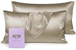 OLESILK Seide Kissenbezug Kissenhülle Haar- und Hautpflege mit Verstcktem Reißverschluss 19 Momme 2 Stücke Taupe 40x80cm