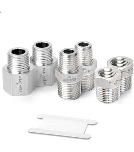 2 Raccordi Riduttori In Acciaio Inox 304 - 1/4" Maschio A 1/8" Femmina BSP