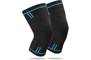 Goosom Genouillère Crossfit Ligamentaire,Genou Bandage Sport de Compression Élastique (1 Paire), Respirant et Antidérapant Maintien pour Basketball,Volley Ball,Course,Foot-Ball,Gymnase K35 Bleu M