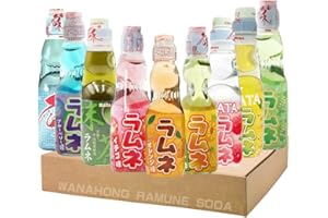 WaNaHong Hatakosen Ramune Soda (8 bouteilles de soda) 200 ml (assortiment de saveurs, 8 bouteilles)
