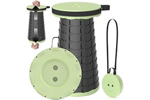 PLOGGING 2025 Sgabello Pieghevole Portatile Pieghevole,Pieghevole,Telescopico Retrattile,Sgabello Regolabile per Adulti,per Pesca,BBQ,Giardinaggio,Viaggi, Barbecue,Carico massimo 200 kg con Moschettone