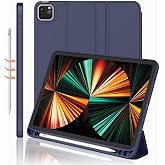 Apple iPad Pro 12.9 3. 4. 5. 6. Nesil ile uyumlu Kılıf Kalem B&ouml;lmeli Smart Case Lacivert