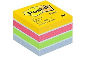 Post-it Notes Mini Cube, ultra kolory, 51 mm x 51 mm, 400 arkuszy – samoprzylepne notatki do robienia notatek, list rzeczy do zrobienia i przypomnień