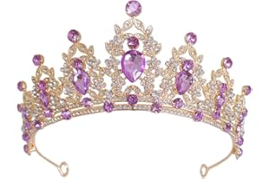 HPMAISON Diadème Femme Tiara Cristal Couronne Strass Couronne Princesse Fille Bandeau Adult Cheveux Accessoires Vintage Cadeau pour Concours Parties Festival fête Cosplay Halloween Noel