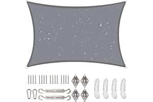NAKIHOUSE Sonnensegel Wasserdicht mit Befestigungs Kit, 3 x 5 m UV Schutz Sonnenschutz Segel für Garten, Balkon & Terrasse