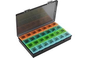 Eyeleaf Monthly Pill Box Organiser,4 Week 28 Day Large Pill Box Organiser,Pill Boxes,Pill Organiser with Dust-Proof Case for Vitamins/Fish Oils/Pill (Multicolor)