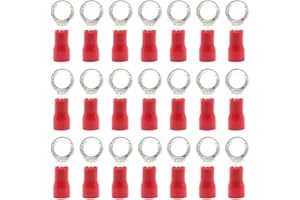 Hocansen 100 Pieces Ring Connectors M5 Electrical Wire Connectors Insulated Electrical Wire Terminals Crimp Connectors (UPR5/Red)