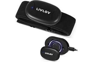 LIVLOV V8- Fascia per la frequenza cardiaca, dati della frequenza cardiaca in tempo reale via Bluetooth Low Energy, ANT+ / 5.3 kHz cardiofrequenzimetro con fascia toracica