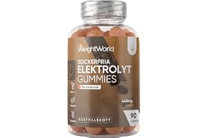 Elektrolyt Gummies – 448 mg per dos – Multimineral med magnesium, kalcium, kalium, natrium och klorid – 90 gummies – Elektrolytkomplex – Sockerfria – WeightWorld