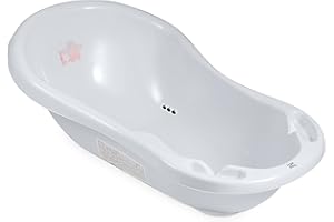 Hylat Baby Friends Grau Babybadewanne mit Thermometer, Badewannenstöpsel und Antirutschmatte - Badewanne für Neugeborene und Babys bis 12 Monate - BPA-freiem Plastik, Kinder Baby Born Wanne