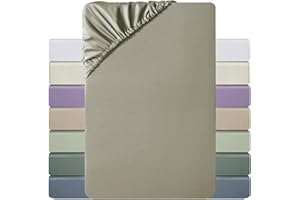 ‎MILDLY MILDLY Spannbettlaken 180x200 Satin, 100% Langstapelige Baumwolle Seidig Luxus Bettlaken Spannbettlaken bis 25cm Matratzenhöhe, Oeko-Tex Zertifiziert-MistSage