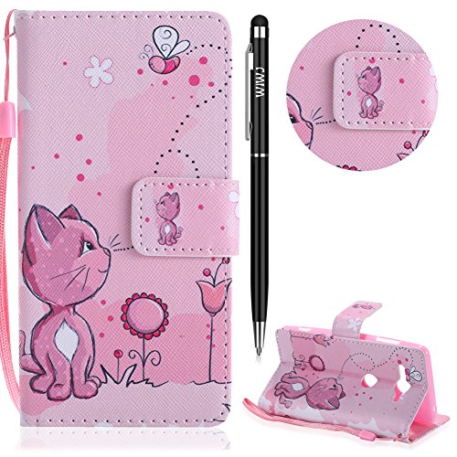 Case for Sony Xperia XZ2 Compact Case,WIWJ Cute Animal Pattern Flip PU Wallet Case Slim Soft Case Stand Magnetic Phone Case Wallet Shockproof Case for Sony Xperia XZ2 Compact-Cats and Bees