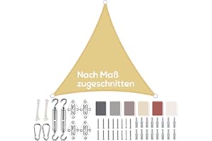 Aiyaoo Wasserdichter Sonnensegel Dreieckig 2.6x2.6x2.6m im Viele Größe und Farben, mit Befestigungs Kit PES Polyester, Sonnenschutz 95% UV Schutz, Reißfest Wetterfest für Terrasse Garten- Beige