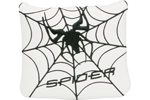 MYKEPODA White with Black Spider Embroidery Golf Putter Cover Magnetic Square Mallet Golf Club Headcover