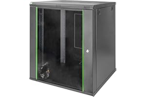 DIGITUS Armadio di rete 19 pollici 16 HE – Montaggio a parete – 600 mm di profondità – Portata 60 kg – Dynamic Basic – Porta in vetro – Nero