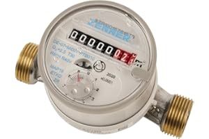 Sanitop-Wingenroth 14116 1 - Contatore acqua per montaggio a parete con 2 filettature esterne, freddo, 1/2"