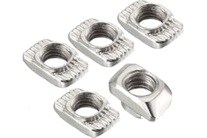 sourcing map Sliding T Slot Nuts, M5 Half Round Roll in T-Nut for 2020 Series Aluminum Extrusion Profile, Carbon Steel Nickel-Plated, Pack of 10