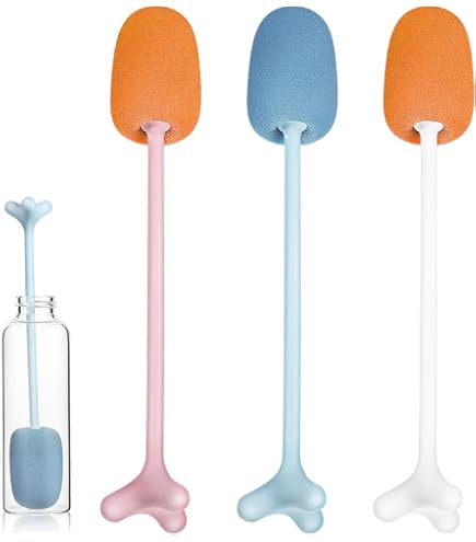 Brosse à Bouteille éponge 12 Pièces 12 Pièces Bouteille Verre Brosse, Tasses Brosses Éponge, Nettoyage Bouteille Éponge Brosse, 360 Degrés Sans Angle Mort Propre Et Facile à Démonter, Pour Verres à Vin