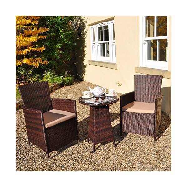 Rattan 2 Seater Bistro Garden Patio Conservatory Set - Image 3