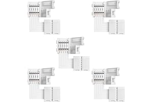 RGBW Connector Supernight 90 Degree LED Strip Connectors 5 Pin L Shape for 10mm Wide SMD 5050 2835 RGBW/RGBWW LED Strip Lights PCB LED Corner Connector Kit, 5pcs