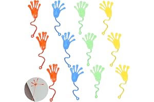 iJiZuo 12 Mani Colorate per Bambini, Mani Appiccicose in 4 Colori, con Maniglia, Giocattoli per Bambini, Regalo di Compleanno per Bambini, Piccoli Regali per Feste