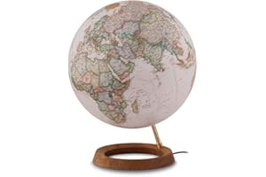 TECNODIDATTICA Globo terráqueo. Esfera sepia, arce y aluminio, 30 cm, iluminada (National Geographic)