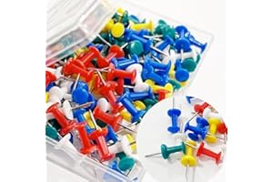 NEDBLUE Multicolor Push Pins - 120 Drawing Pins with Storage Box, Thumb Tacks for Cork, Notice and Bulletin Boards - Map Pins