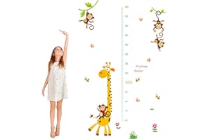 BASTOUR Listón de medición para niños, barra de medición para habitación infantil, medidor de tamaño, medidor de altura para niños y bebés, 3D, jirafa, altímetro, para niños, pegatina de pared para guardería