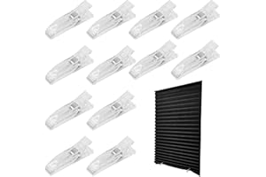HALIT Window Blind Clips, 12 Pcs Vertical Blind Clips,Transparent Clips for Blinds for Temporary Blinds to Change the Look, Hold Curtains
