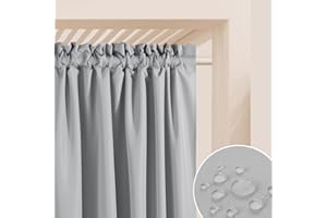 ROOM99 Garden Line - Cortina para Exteriores con Cinta fruncidora (155 x 200 cm de Ancho x Altura, Resistente a la Intemperie, Impermeable, protección Solar, para jardín, Resistente al Viento, Color