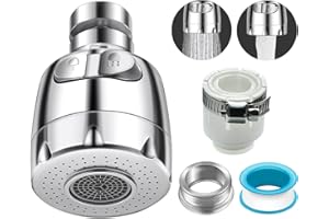 QEIHITYO Aeratore Rubinetto, Rompigetto Rubinetto Cucina Può Girevole a 360°,Aeratore con 2 Modalità Flusso d'acqua,Universale per la Maggior Parte dei Rubinetti Tradizionali,Adatto per Bagno, Cucina