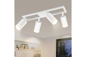 Dehobo Lampa sufitowa LED z 4 punktami, nowoczesne podwójne obrotowe lampy sufitowe GU10, białe oświetlenie sufitowe do kuchni, sypialni, salonu, przedpokoju, jadalni, bez żarówek
