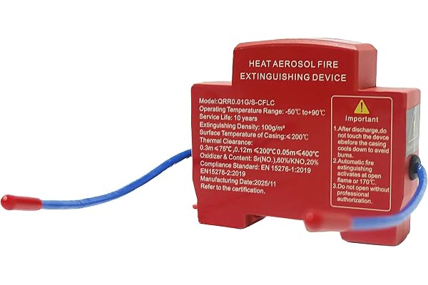 Automatic Aerosol Fire Extinguishing Device for Electrical Panel, 5-Second Hot Aerosol Extinguisher, DIN Rail Mountable Compact Fire Suppression for Energy Storage System